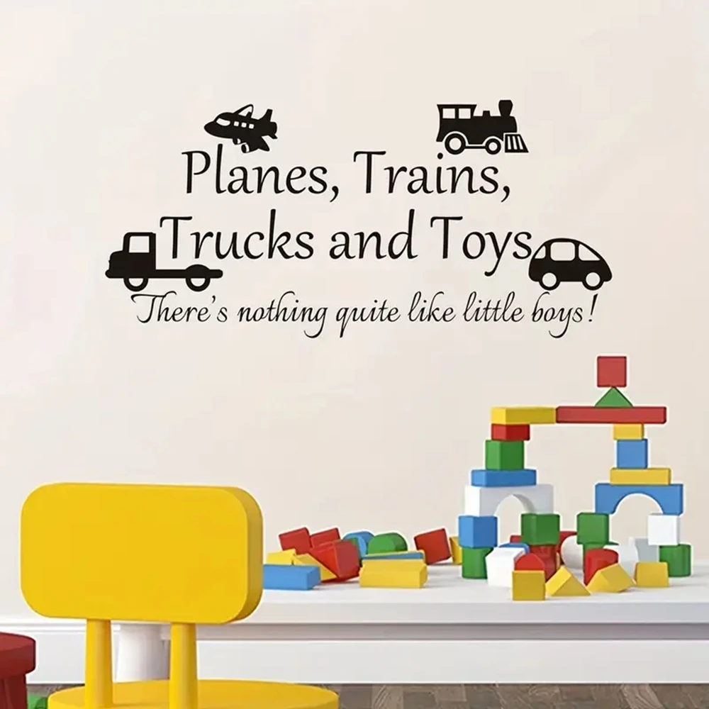 

1 pc Planes Trains Trucks Toys Wall Sticker Self Adhesive Vinyl Waterproof Wall Art Decal for kids room home decor Mural Decal