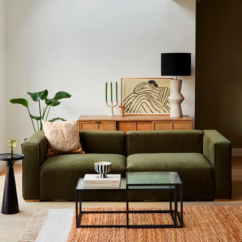 Nordic Japanese corduroy fabric sofa module French retro style light luxury small apartment living room model room simple