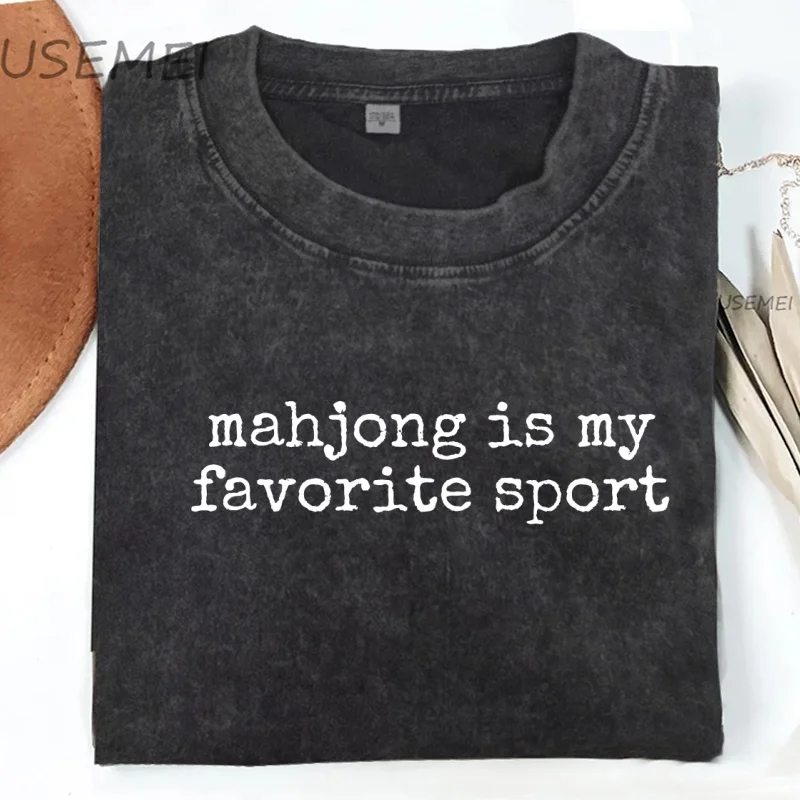 

Маджонг — моя любимая спортивная футболка с рисунком для женщин и мужчин, забавная футболка в стиле ретро, хлопковая футболка с короткими рукавами, одежда высокого качества