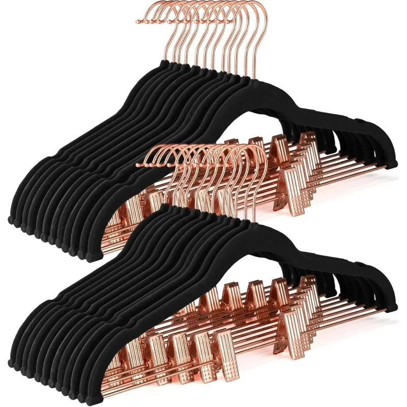 

Velvet Pants Hangers with Clips 24 Pack, Ultra Thin Non Slip Velvet Skirt Hangers
