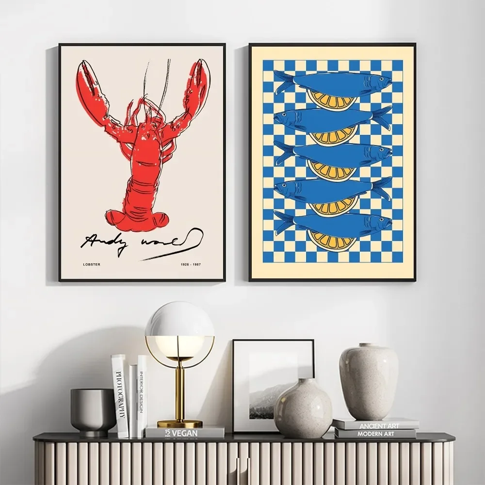 1 قطعة السردين الملونة جراد البحر كراب الأسماك المحيط الحيوان المشارك ذاتية اللصق الفن ورق مقاوم للماء ملصق البيت بار غرفة جدار ديكور #5