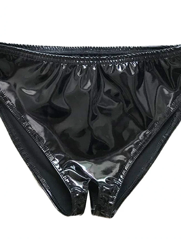 

Сексуальные женские кожаные брюки с открытой промежностью, средней посадки, длиной 7/9, без фирменной маркировки