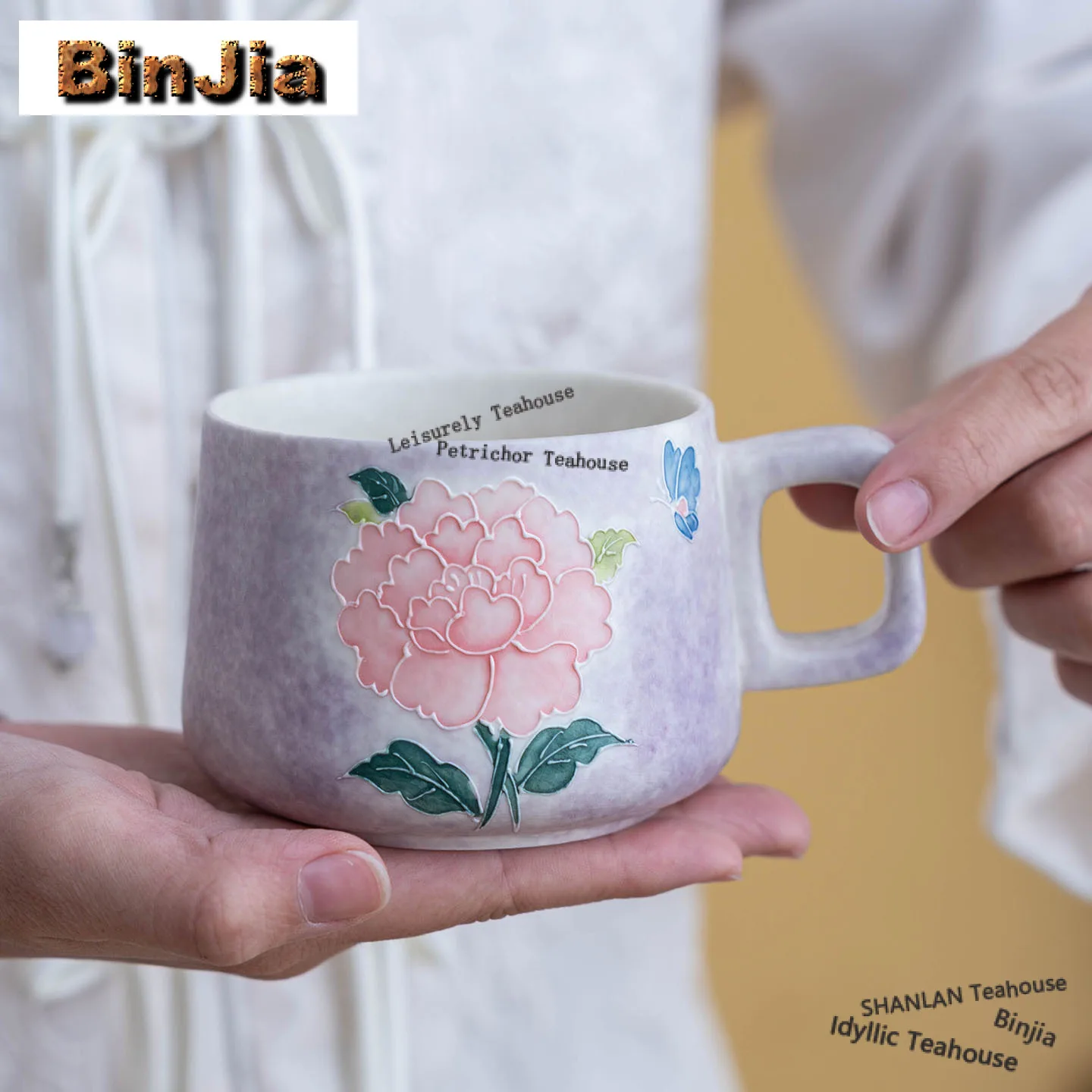 

200 мл ручная роспись пион кофейная кружка кухонная чашка кружка для послеобеденного чая вода лед холодный сок кувшин личная офисная чашка для воды чайная посуда