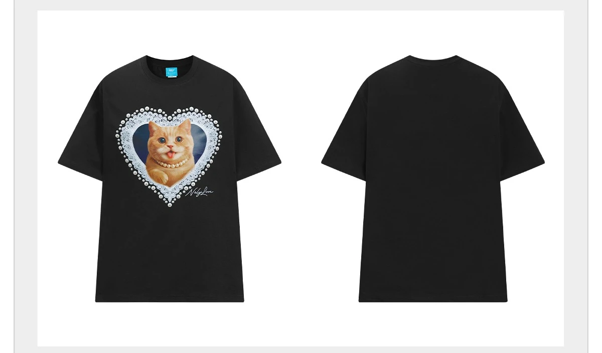 

Cool Feeling Solona Pearl Kitten Свободная футболка с короткими рукавами в стиле ретро Sweet Cool Style Горячая футболка для девочек Летняя мужская и женская футболка