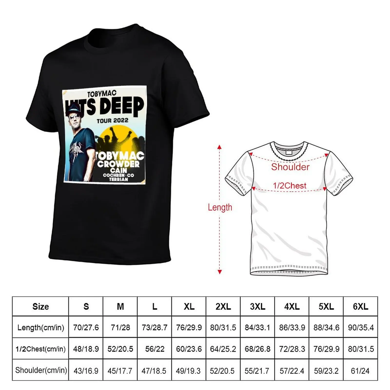 poster tobymac crowder cain edition hits deep tour 2022 T-Shirt Short sleeve tee funny shirt cotton shirts men