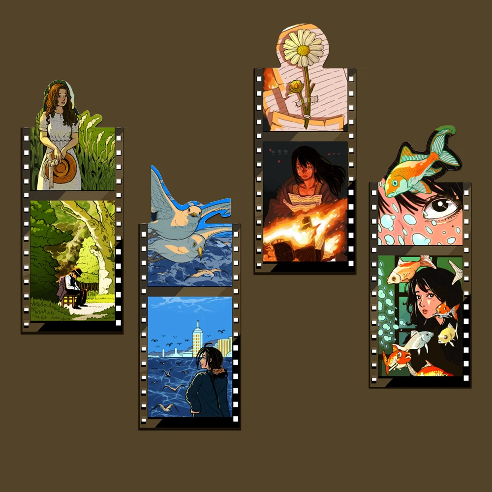 4 قطع من قصص الأفلام الكرتونية الصور الظلية المرجعية المغناطيسية الإبداعية قراءة كتاب بمناسبة الثلاجة الديكور القرطاسية