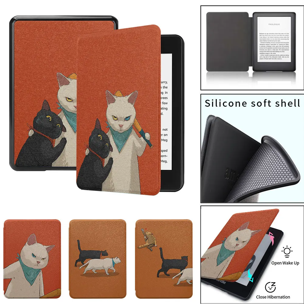 kindle case monster cat paperwhite4th Silicone soft shell  funda 2021 11th  8th generation