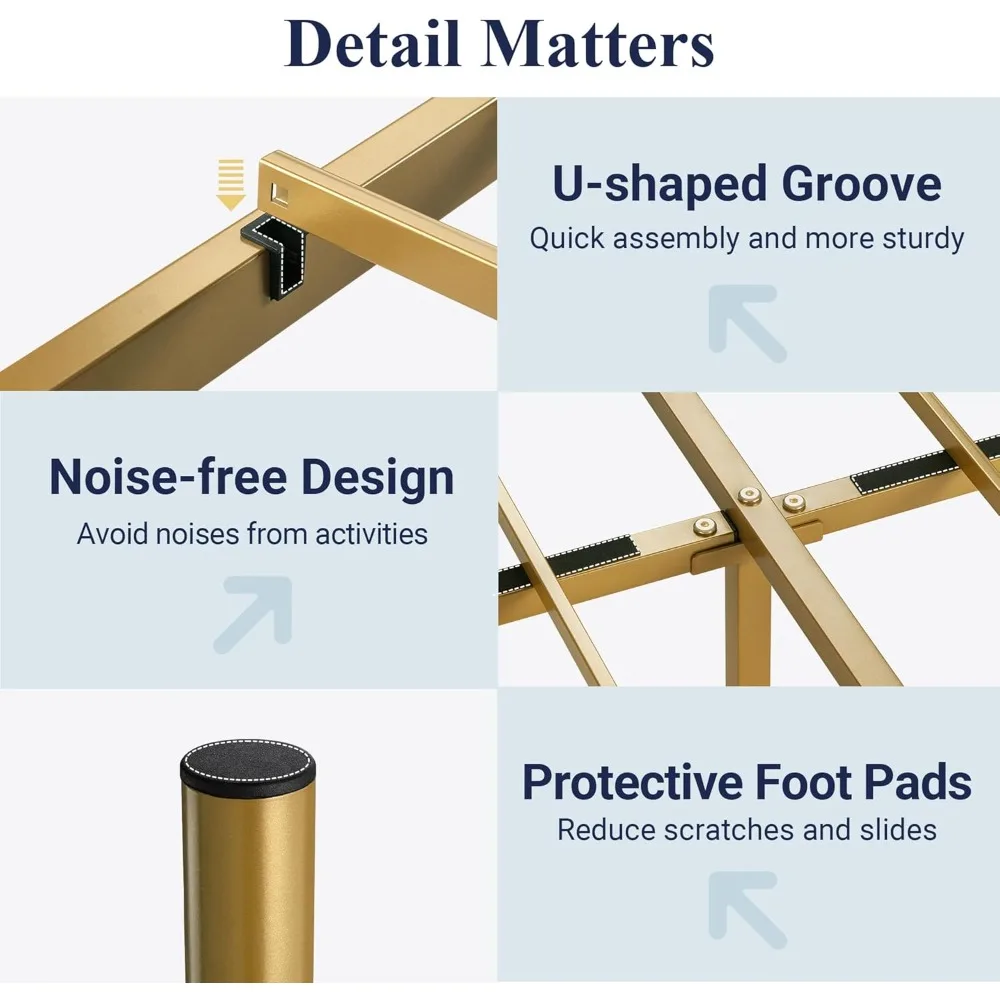إطار سرير معدني على الطراز الفيكتوري مع لوح أمامي عتيق ولوح للقدم ودعم المرتبة وتخزين تحت السرير #6
