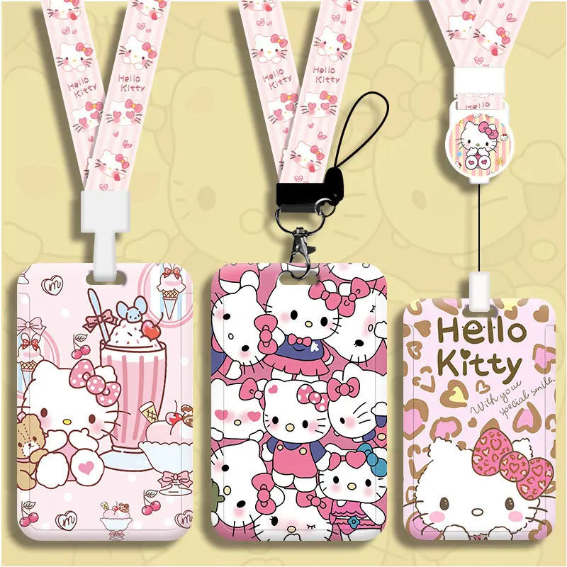 

Cute Hello Kitty ID Badge Card Holder Lanyard Kids Credit Card Case Neck Strap Door Card Holder Credentials Gift