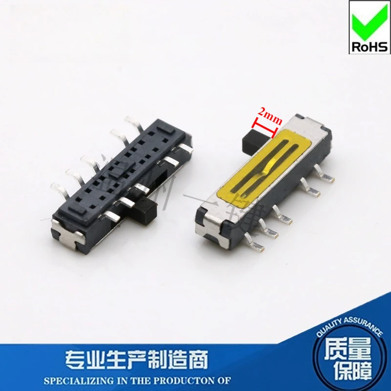 50Pcs/Lot Toggle Switch Ten Feet Four Gears Horizontal Patch Side Sliding Groove Film 10-Pin 4levels Power Switch 2H 5H