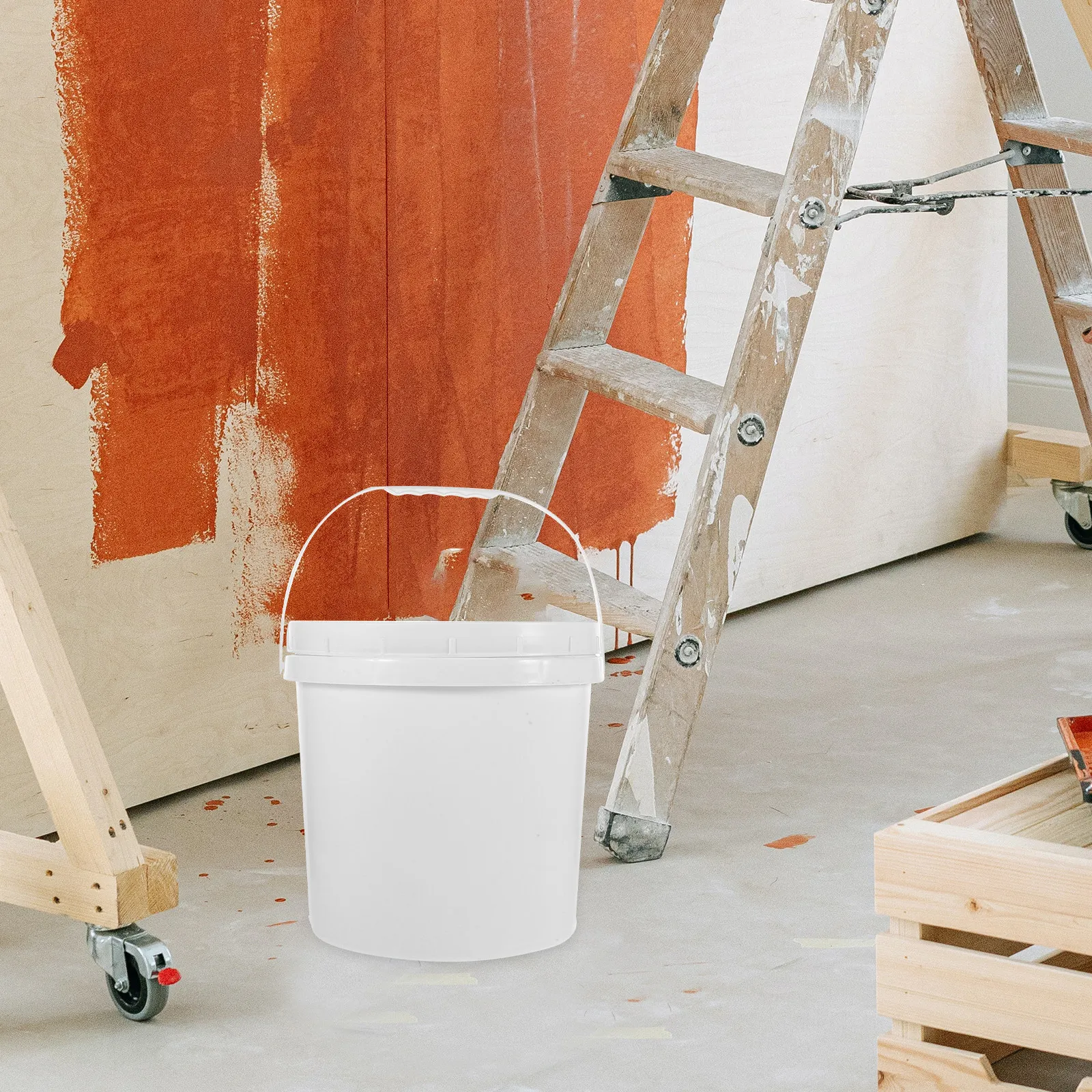 9L White ABS Pigment Bucket Airtight Lid Iron Handle Easy Carry Paint Storage Container Multi-Purpose Bucket Storage Container