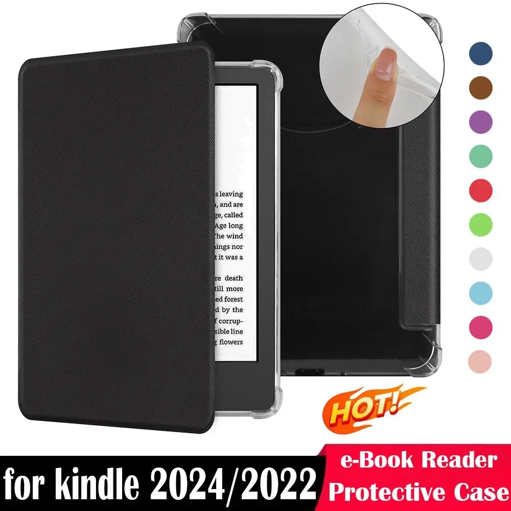 

Auto Wake/Sleep e-Reader Case Shockproof TPU Protective Cover Smart for Kindle Basic 2024/2024 (11/12th Generation)