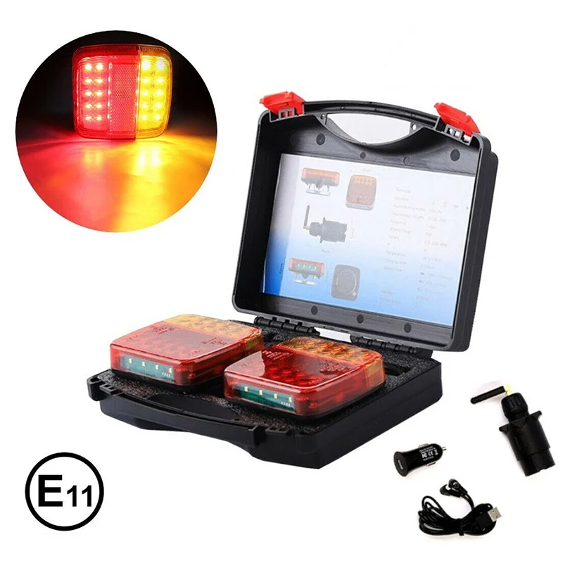 New Wireless LED Trailer Lights Battery Operated USB Magnetic Tow Towing Trailer Clear Lens High Quality IP67 Waterproof Kit