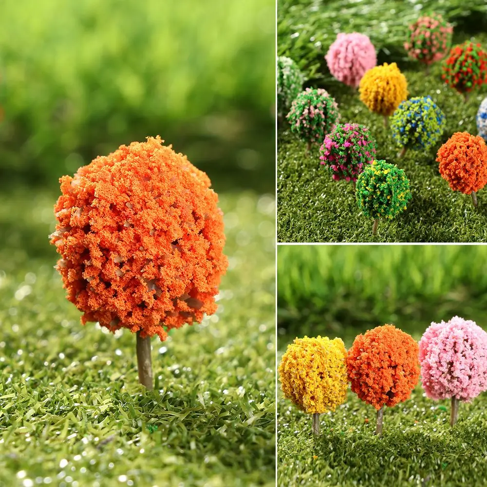 10pcs PlasticArtificial Miniature Flower Tree Scenery Railroad Decoration Building Landscape Model Accessories