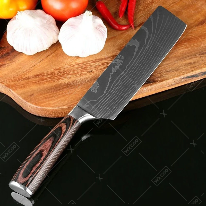 WXCOO High Carbon Stainless Steel Boning Knife Japanese Kitchen Knives Set Sharp Wood Handle Fruit Knife Cooking Tools Scissors