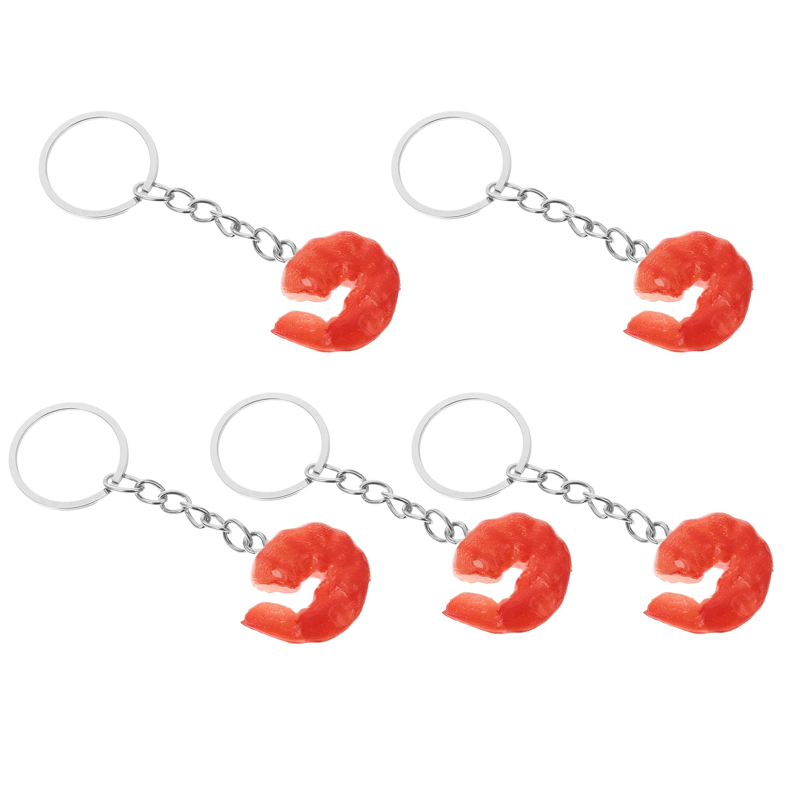 

5 Pcs Shrimp Model Plush Keychain Pvc Imitation French Fries Potato Food Keychains