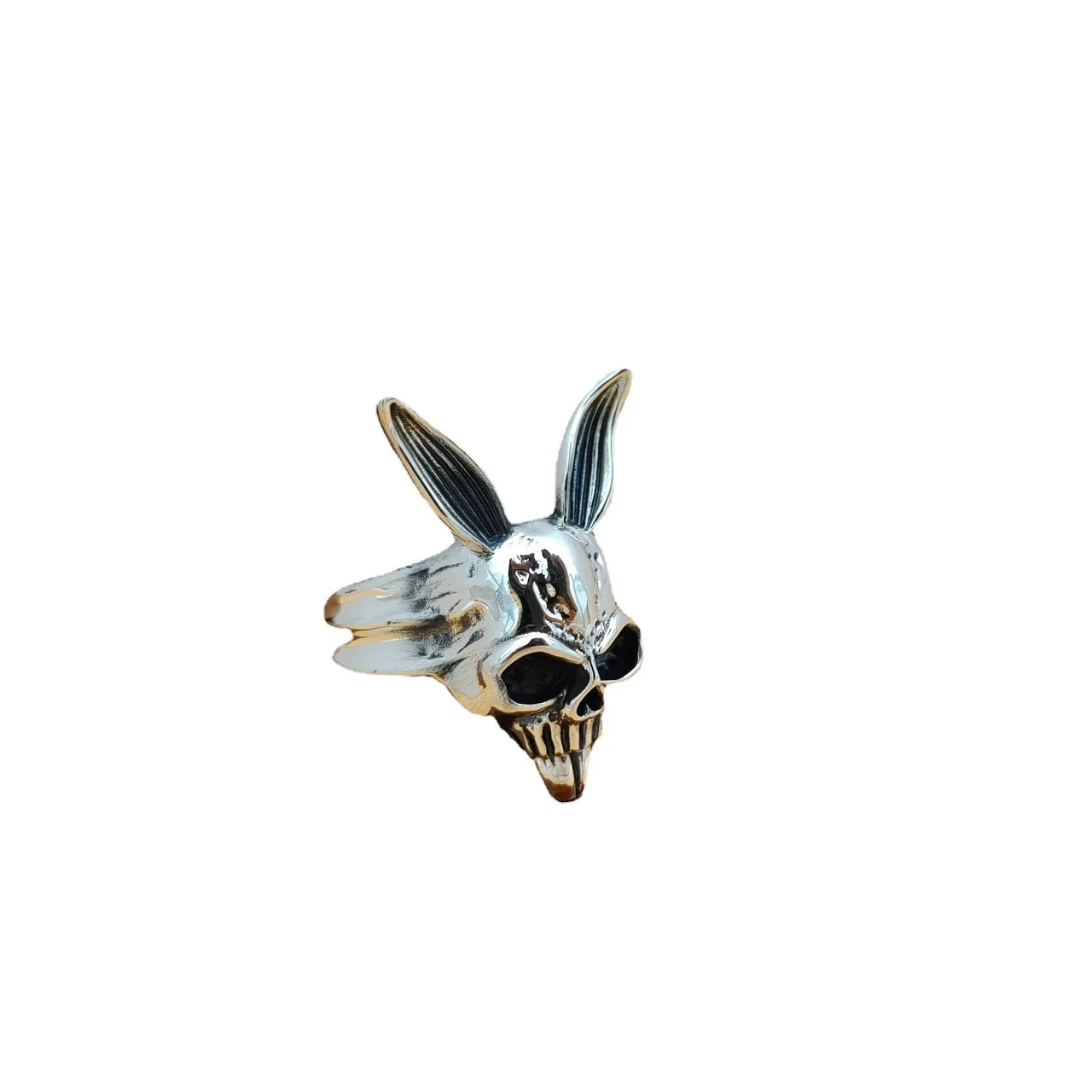 Genuine S925 Sterling Silver retro heavy industry rabbit female Skull Ring