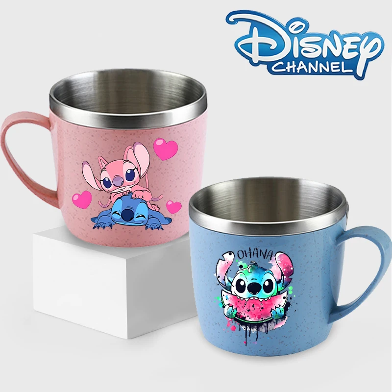 Бутылка для воды Disney Stitch из нержавеющей стали для детей, двухслойная устойчивая к падению чашка для воды, студенческие модные чашки для кофе и молока