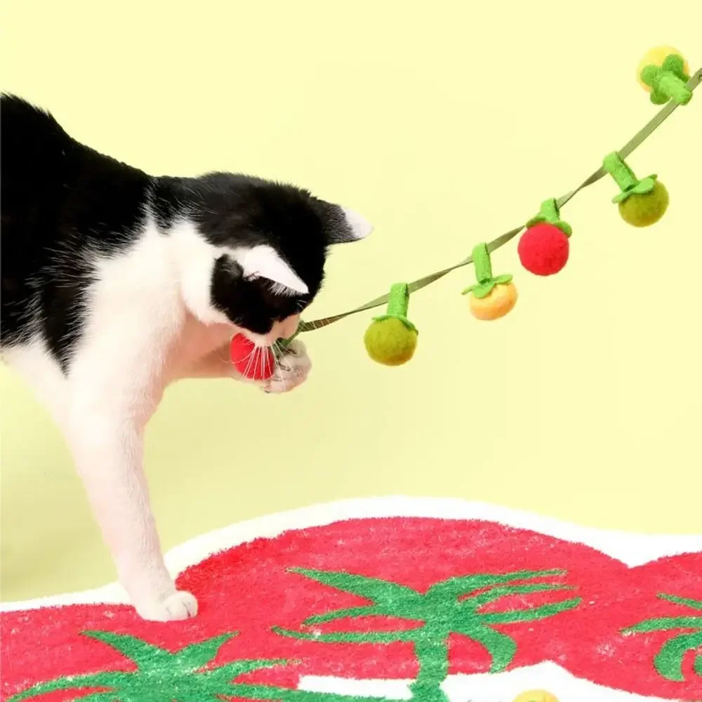 Cat toy interactive boredom relief toy persimmon cherry tomato cat teaser wand with bell cat teasing string