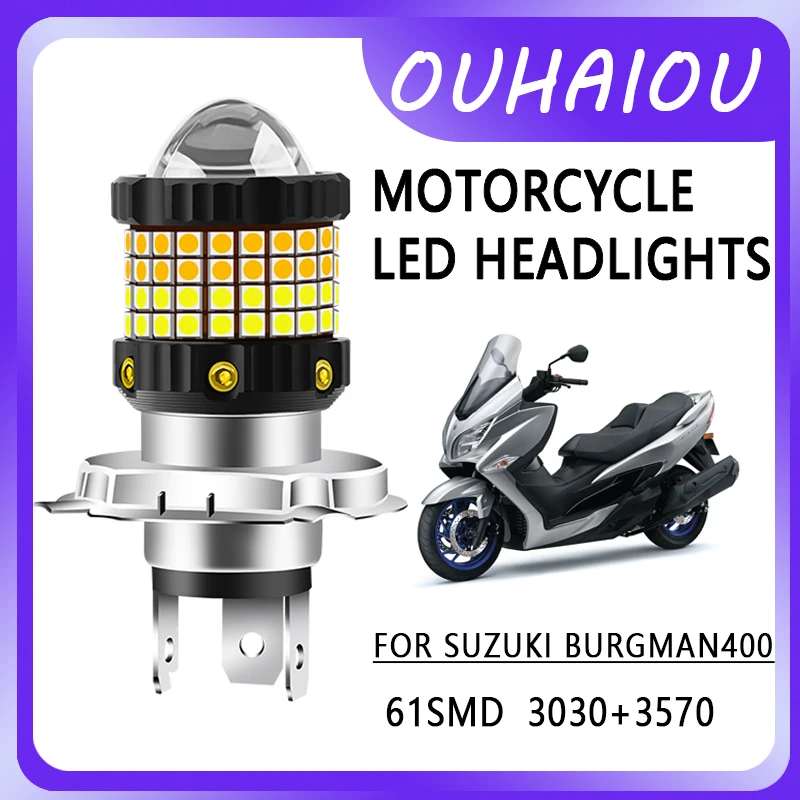 

FOR SUZUKI BURGMAN400 Motorcycle led headlight headlight H4 yellow white dual color motorcycle headlight 12-80v