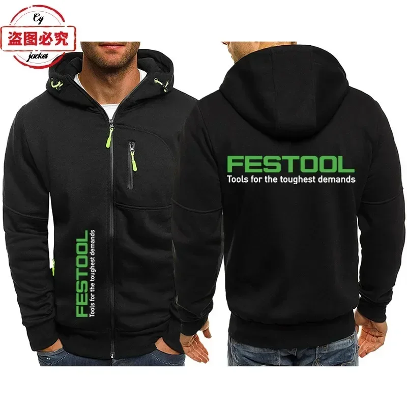 Jaqueta Casual com Zíper com Logo Festool para Homens, Moletom de Primavera e Outono, Uniforme de Equipe, Tamanhos Europeus