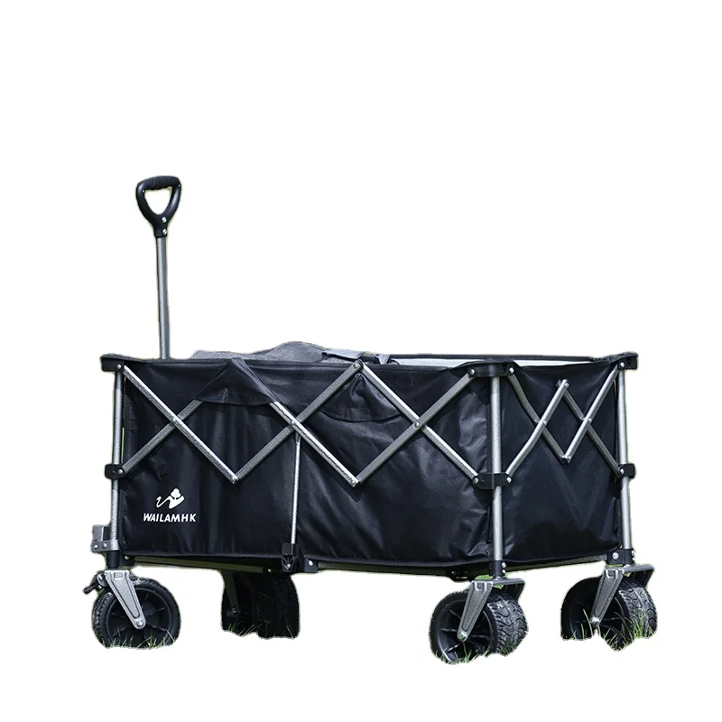 Outdoor Garden Multifunctional Folding Camping Cart Double-Deck Portable Beach Trolley    Wagon