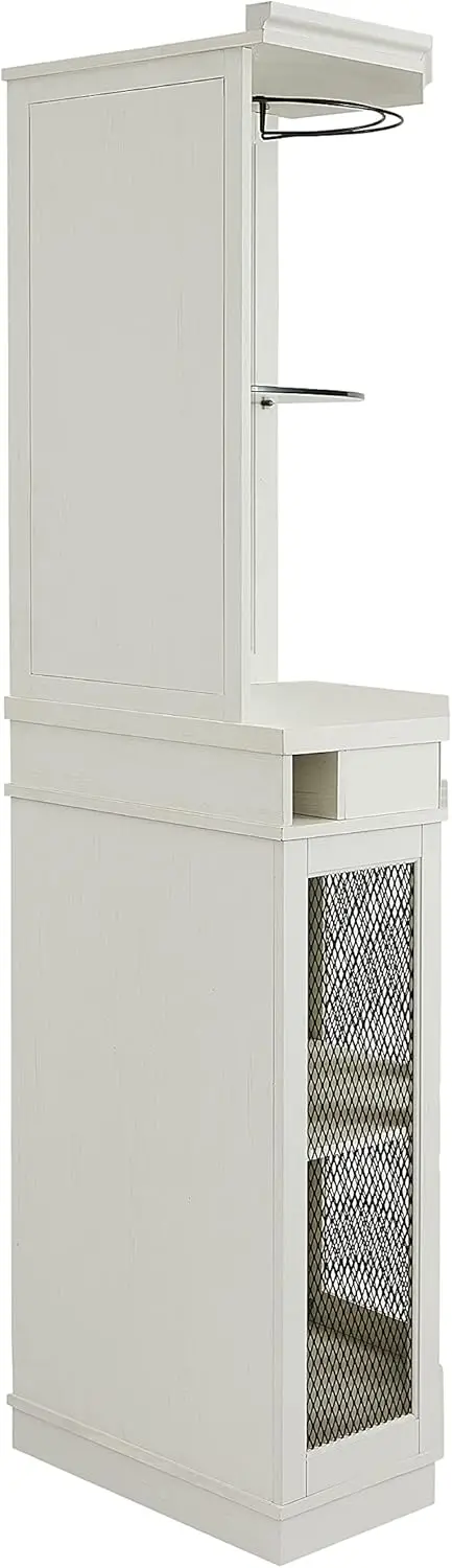 Home Source Corner Bar Unit 73" Charcoal with Two Glass Shelves, Built-in Wine Rack, Storage Living, Home Office, Kitchen