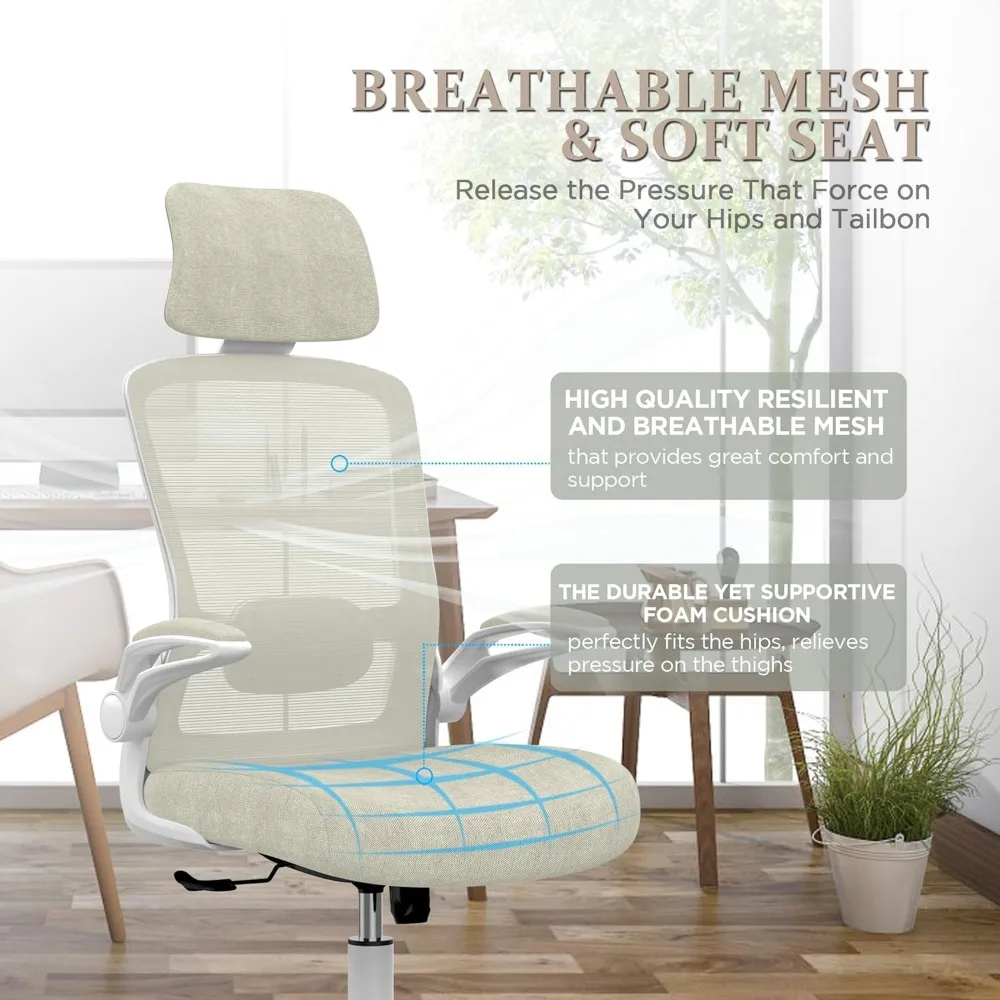 كرسي مكتب Mimoglad، كرسي مكتب مريح عالي الظهر مع دعم قطني قابل للتعديل ومسند للرأس، كرسي مهام دوار مع قلاب #6