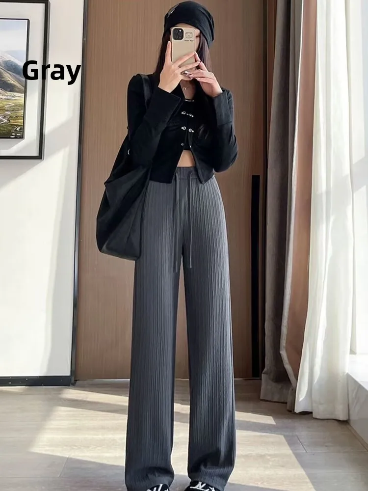 Losse, casual broek met wijde pijpen, dames lente zomer 2022, nieuwe Sle dunne versie, hoge taille, recht gesneden polyestervezel