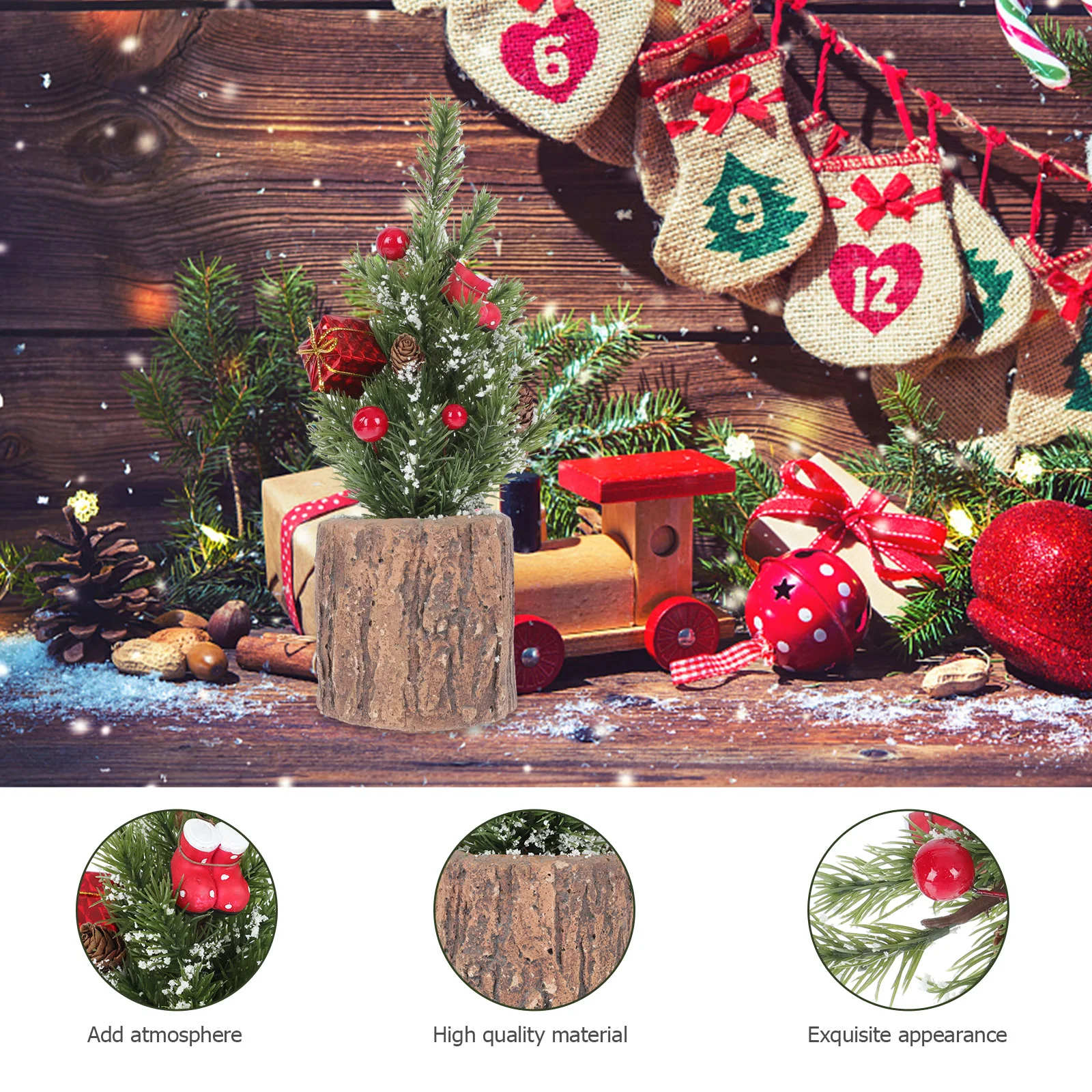 

1Pcs Christmas Artificial Potted Plant Decor Lifelike Xmas Desktop Ornament Xmas Fake Plant Decoration Christmas Party Adornment