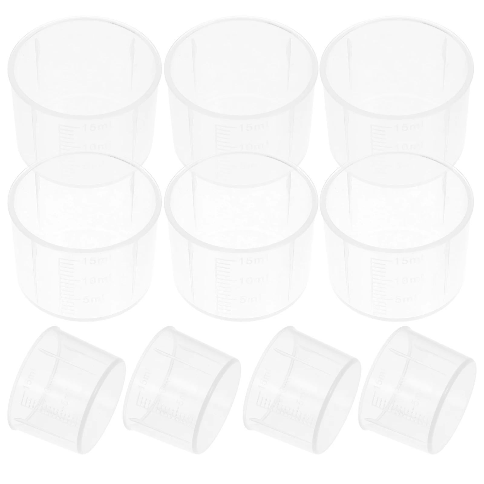 

10pcs 15Ml Measuring Cup Transparent Pp Plastic Graduated Liquid Container For Medicine Lab Mixing Kitchen Epoxy