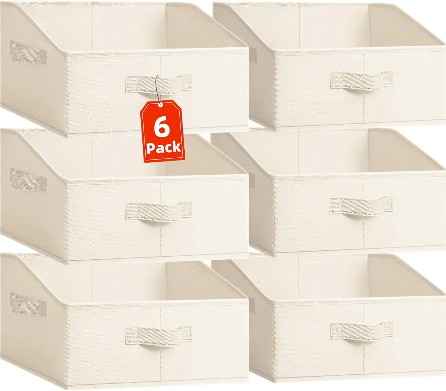 

Набор из 6 больших тканевых корзин-органайзеров для шкафа с ручками, для хранения одежды, игрушек, полотенец
