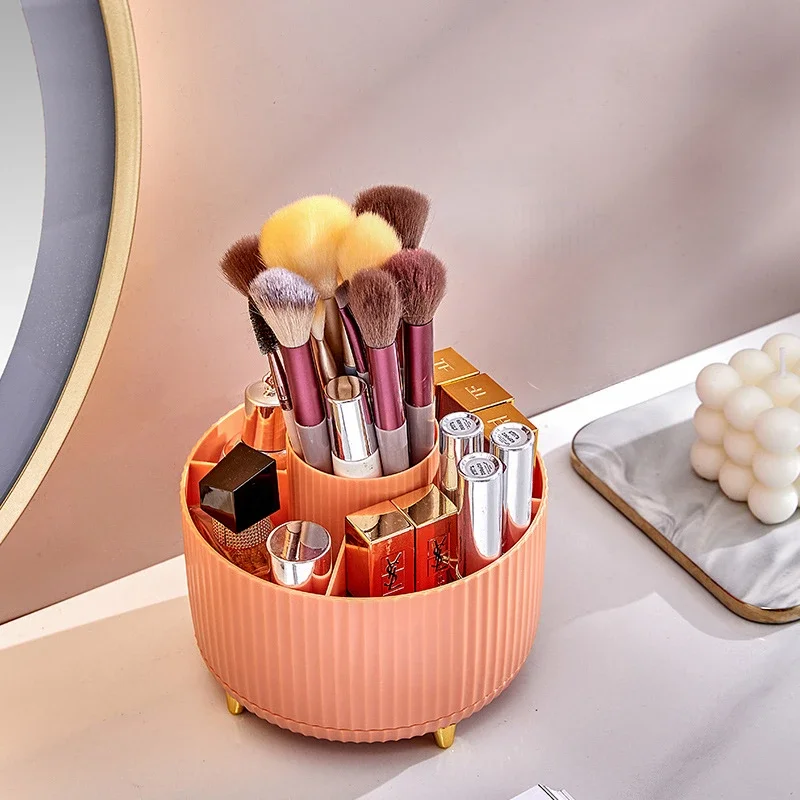 

360 Rotating Makeup Brush Holder Desktop Cosmetic Organizer Rotating Desktop Storage Box Portable Lipstick Eyeliner Holder