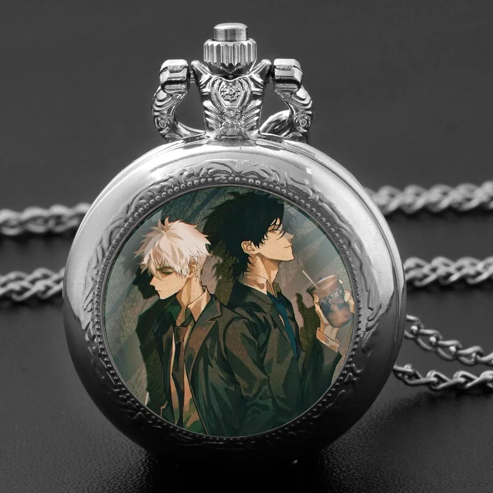 

Classic Anime Link Click Vintage Glass Dome Quartz Pocket Watch Chain Linked Timepiece Pendant for Men Women Children As Gifts