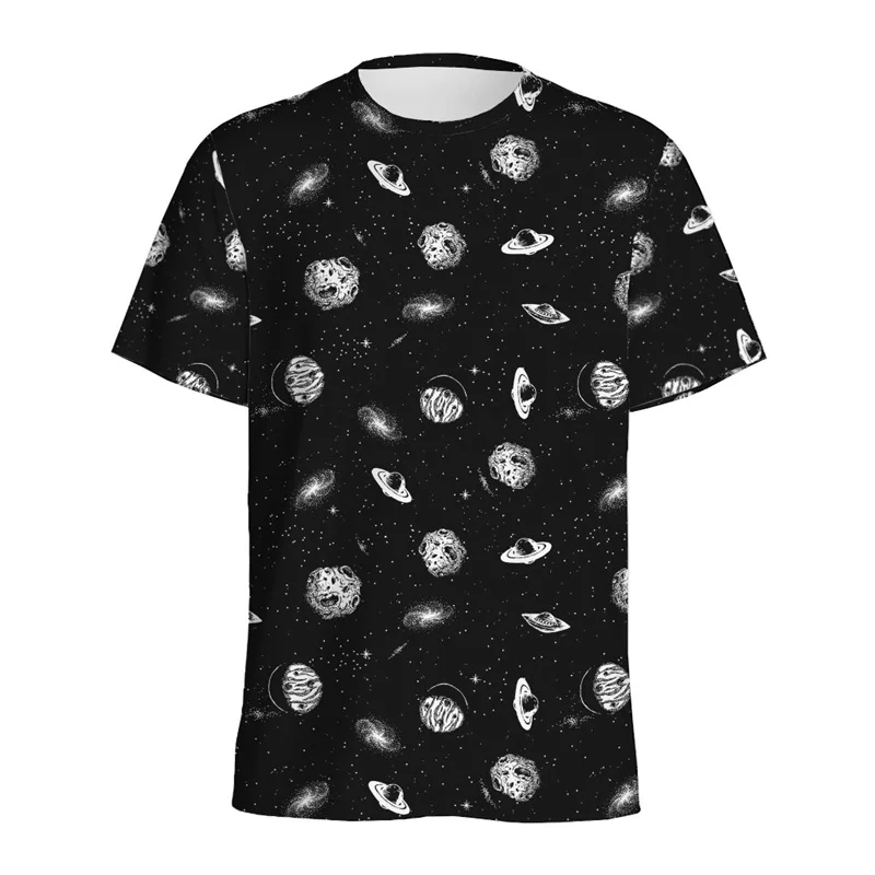 Cartoon UFO Alien Pattern T Shirt Men Kids Fashion 3D Printed T-shirt Tops Women Loose Short Sleeves Summer O\'Neck Tee Shirts