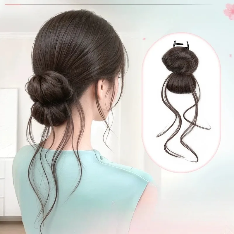 Synthetic Clip On Curly Hair Bun Volume Piece Black Messy Bun Wig Women Hair Extension Accessories Fashion Casual Party Wedding
