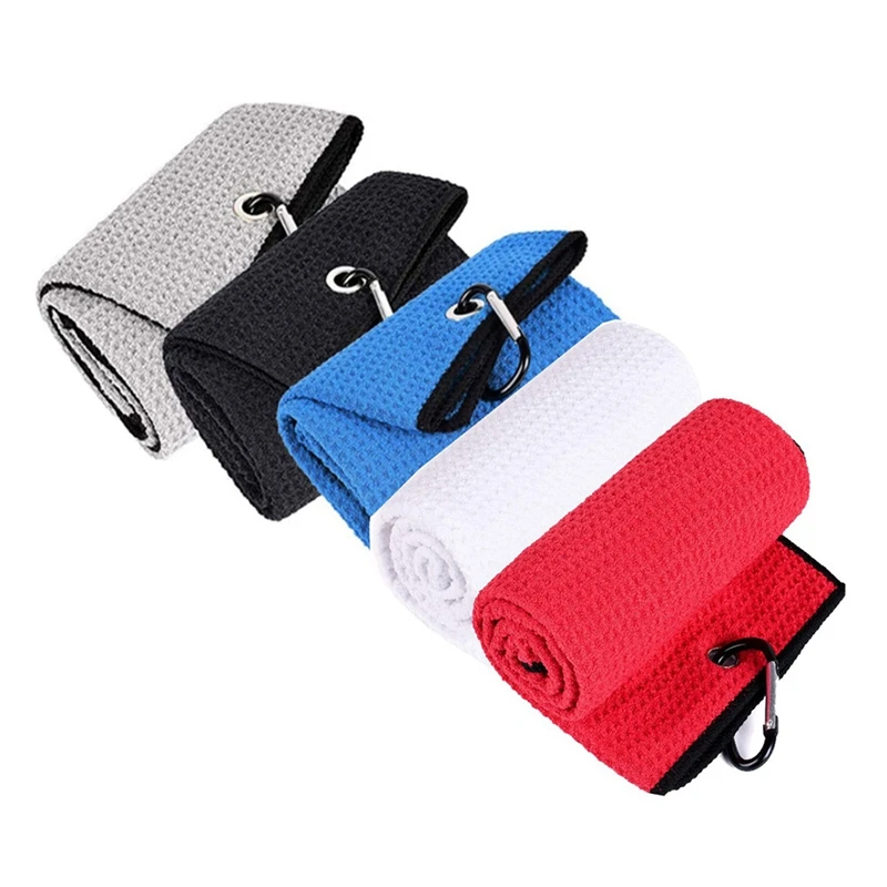 15.7X23.6Inch,5 Pack Soft Fiber Towels Strong Water Absorption Towels With D Clip For Golf Lovers Golf Accessories