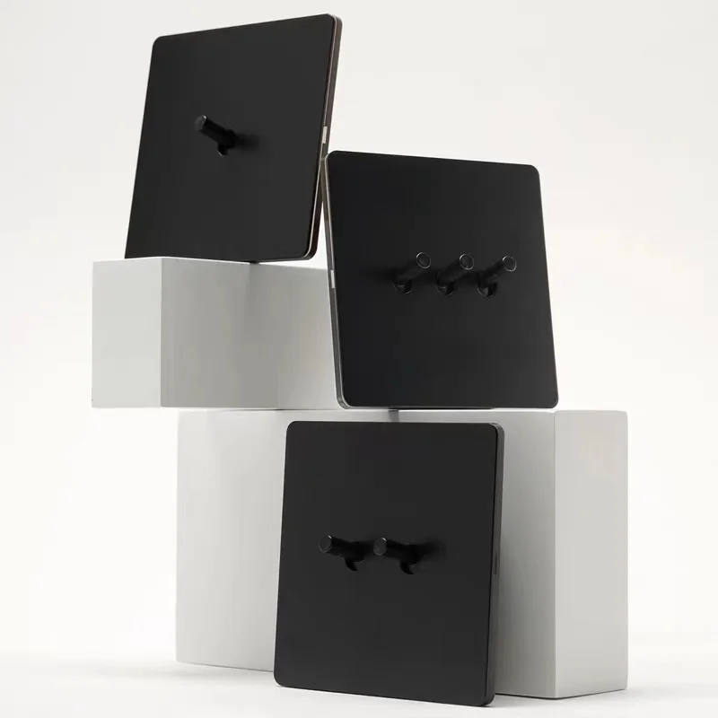 

Настенный выключатель-переключатель в ретро-стиле, 1-4 клавишный, 2-позиционный, EU, матовый черный, из нержавеющей стали, антикварный выключатель-розетка, универсальная розетка с USB.