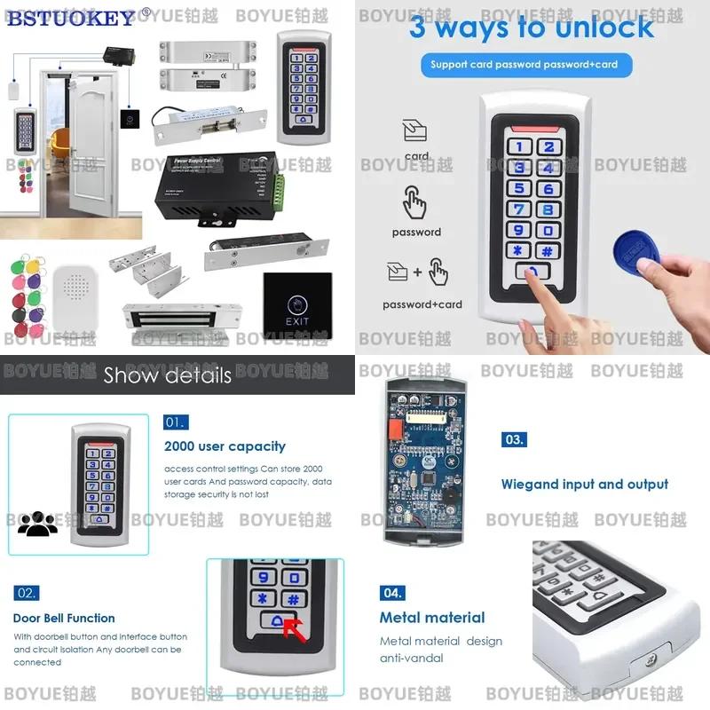 RFID Access Control System Electronic Gate Opener Smart Magnetic Door Lock Kit Home Security Protection Digital Entry