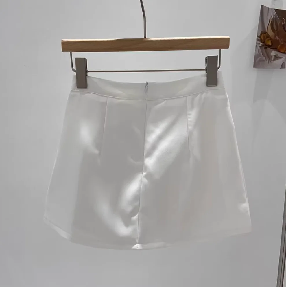 Nova moda sexy cintura alta cor sólida fino ajuste acima do joelho mini saia dividida linha a para mulher, 2 cores