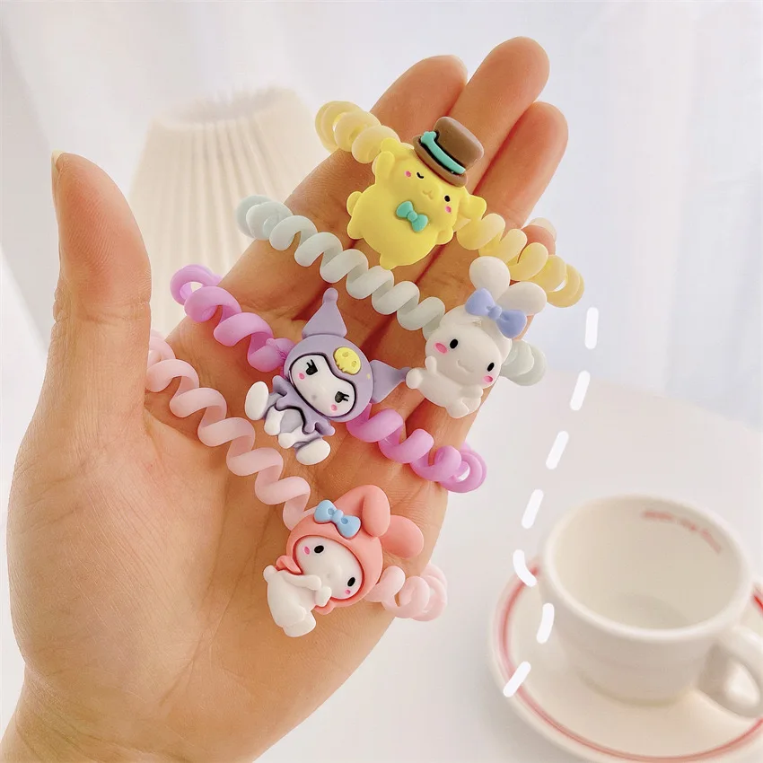 New Simple Head Rope My Melody Kulomi Telephone Line Hair Ring Tied Hair Head Rope Female Summer Ponytail Hair Rope