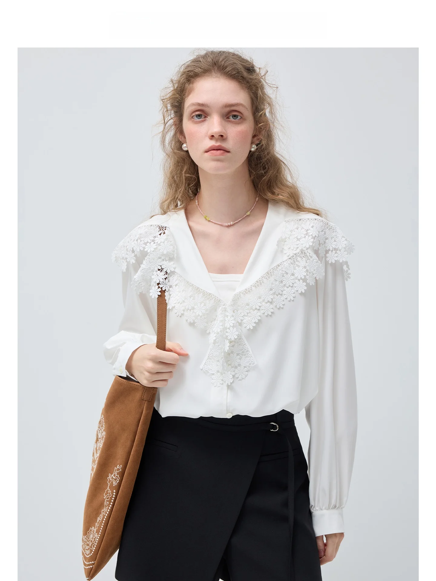 

Romantic Santorini VEGA CHANG Modal Collar Shirt Long Sleeve Cool Feeling Women's Business Casual Straight Leg Spring 2026