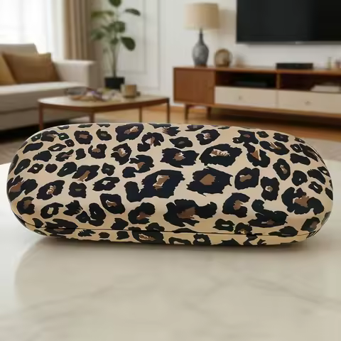 1pc Leopard Print Glasses Case, Luxury Stainless Steel Eyeglass Holder - Durable Hard Shell Protective Box for Sunglasses