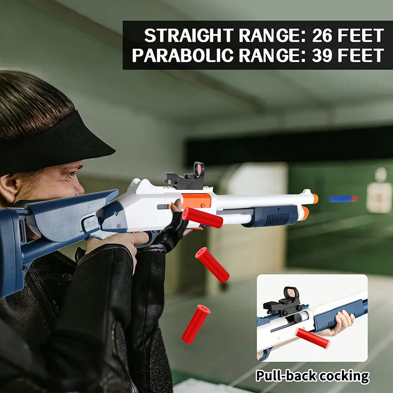 2PCS-Toy Shotgun Handmatig laden en leeg schuimuitwerpontwerp met kogels Schuimspeelgoedpistool