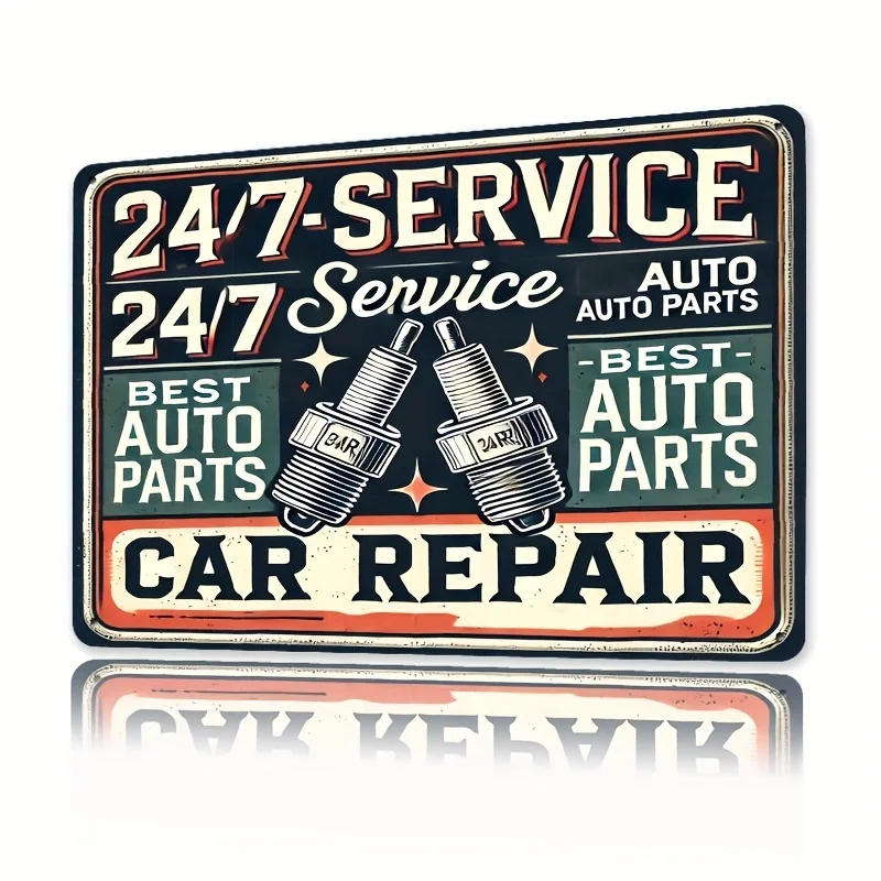 Vintage Car Service Metal Wall Art Sign 