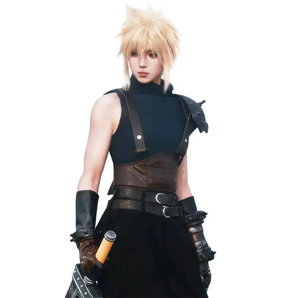 

Final Fantasy VII Cloud Strife Full Cosplay Costume Set | Buster Sword & Armor | Halloween Roleplay Outfit (No weapons)