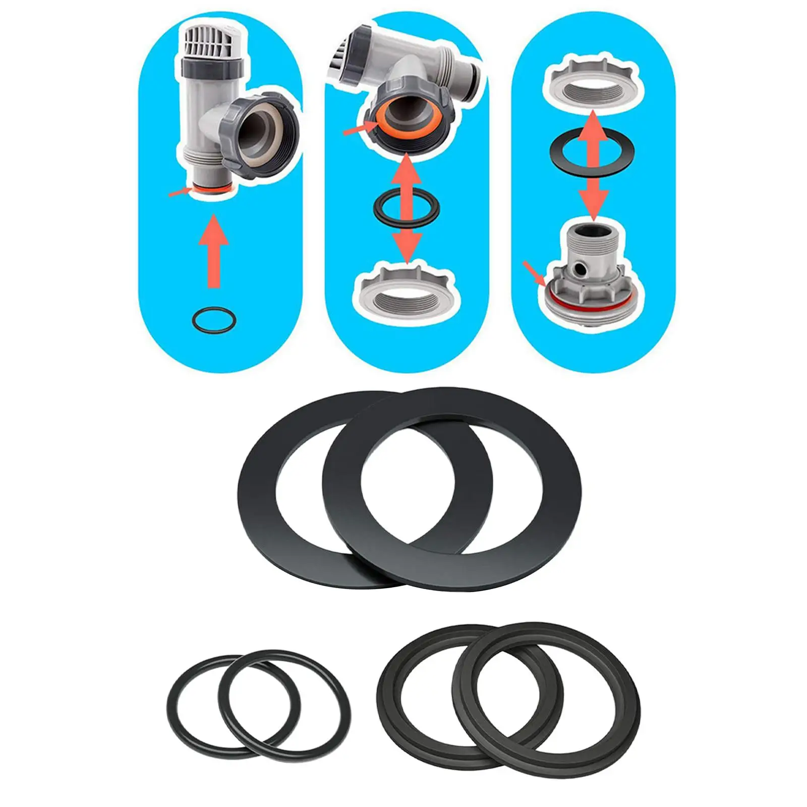 

2X 6Pcs Pool Column Rubber Gasket Fittings for Replacement Large Strainer