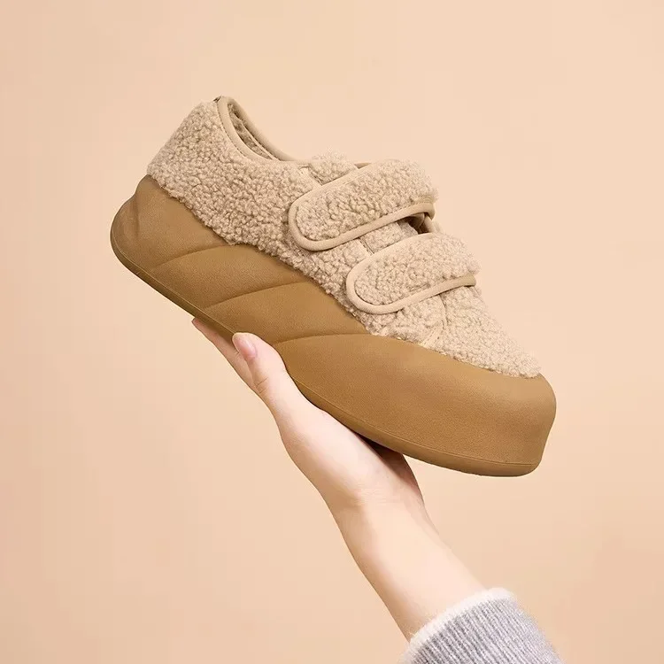 2023Autumn and Winter New Women's Plush Shoes Thick Sole with Plush and Thickening for Warmth One Step Fit Lefu Shoes Warm Shoes