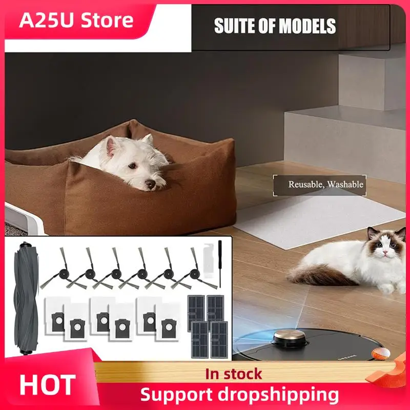 

Сменный комплект A25U для Dreame X40 Ultra/L40 Ultra/MOVA P50 Pro Ultra, включает в себя щетки, подушечки для швабры и фильтры