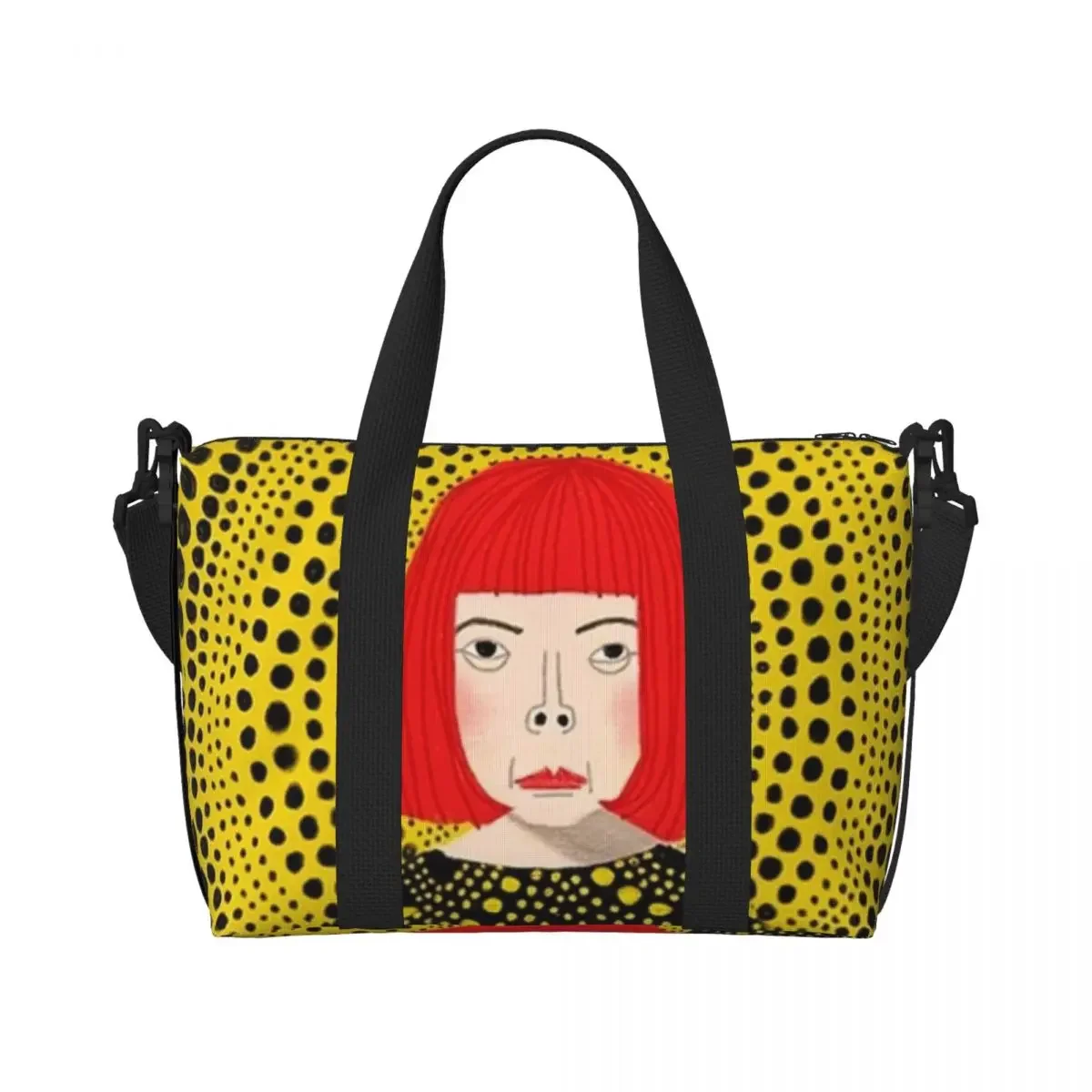 مخصص يايوي كوساما الجمالية حمل حقيبة المرأة سعة كبيرة اليقطين الفن شاطئ رياضة حقائب السفر